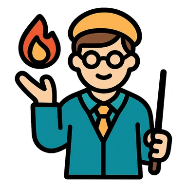 teacher conjuring fire sticker