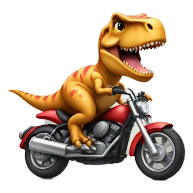 Cute T-Rex emoji riding a motorcycle  sticker