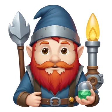 fantasy engineer gnome in a wheeclair with red hair and red beard sticker