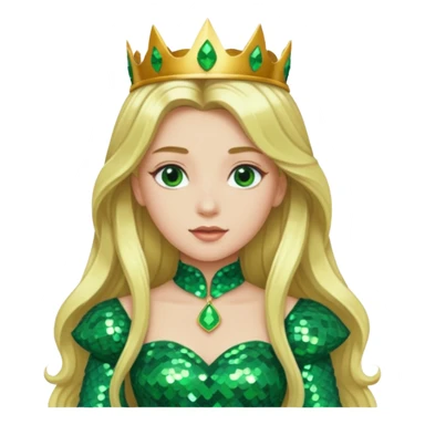 Princess Ozma from the Wizard of Oz with long blonde hair, green sequin outfit sticker
