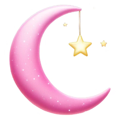 Pink crescent moon with star lights dangling  sticker