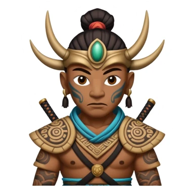 alien mayan ancient samurai with tatooed sticker