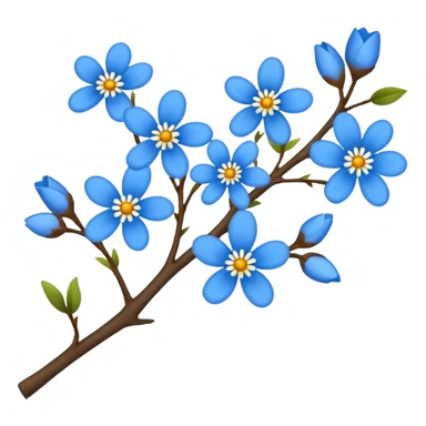 Blue tree branch twig with flowers  sticker