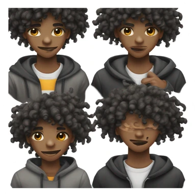 Homem Negro de 18 anos com olhos pretos cabelos pretos e com low fade sticker