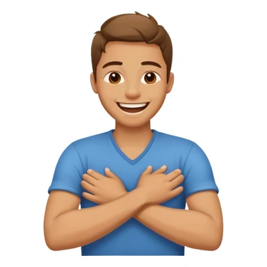 Person with there arms crossed and there hands around their neck laughing sticker