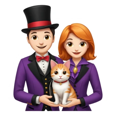 magician couple and their pet cat sticker