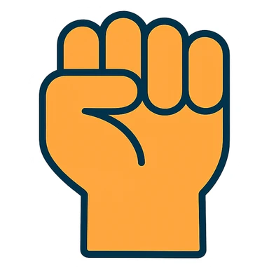 closed fist colorful cartoon style sticker