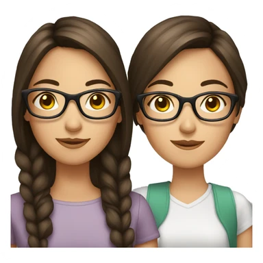 two brunette girls one with glasses sticker
