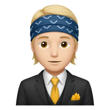 Character wearing a bandana and a suit sticker