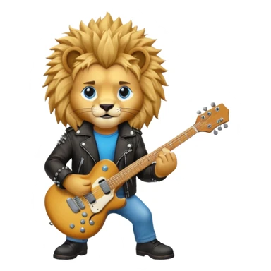 guitar rock baby, lion head sticker