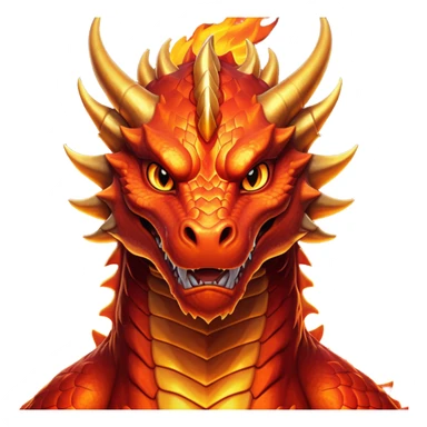 cinematic-noble-fierce-fire-dragon-portrait-emoji,-poised-and-imposing,-with-a-muscular,-scaled-body-ablaze-in-fiery-hues-of-crimson,-molten-orange,-and-molten-gold,-and-intense,-burning-eyes-that-mirror-the-heart-of-a-volcano;-rendered in detail sticker