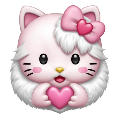 Hello kitty qui fait un bisous avec sa bouche et un cœur rose sort de sa bouche  sticker