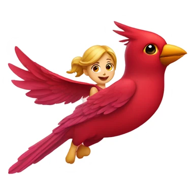 Cute girl flying on cardinal bird sticker