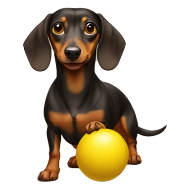 Weiner dog with yellow ball sticker
