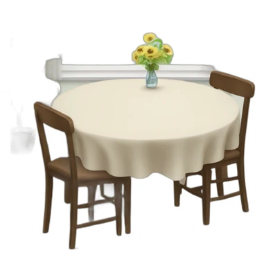 table and table cloth plus one chair sticker