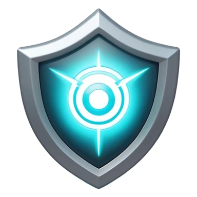 Clash of Clans aesthetic: Cinematic Playful 3D Isometric Energy Shield Emoji, rendered in a 3D vector-style similar to standard emojis with minimal shading and bold, simplified shapes. A compact, distinct form with signature details, softly glowing with a futuristic sci-fi warfare charm. Simplified yet unmistakably iconic, highly detailed and consistent, glowing with a soft radiance and high shine. Stylized with a touch of high-tech brilliance and a soft glowing outline, capturing the essence of a beloved gaming relic with a friendly, playful manner! sticker