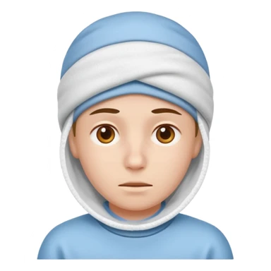 A person with headaches and a cold pad on the head sticker