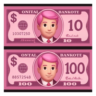 pink money emoji with a dollar sign sticker
