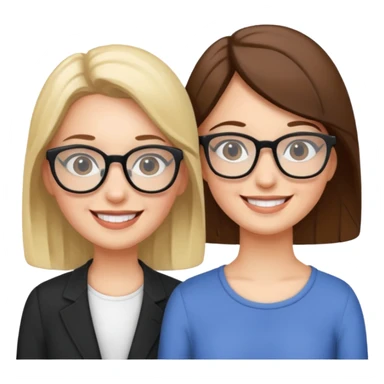 Woman wearing glasses with friend sticker
