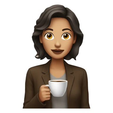 brunette woman drinking coffee sticker