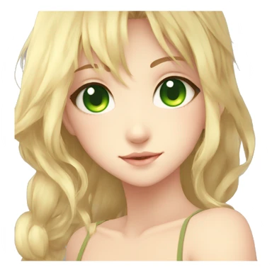 Anime girl cute blond green eyes sticker