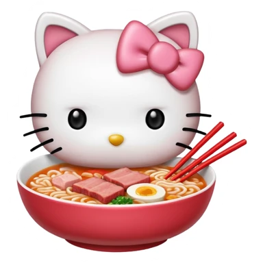 Hello kitty eating SPAM ramen sticker