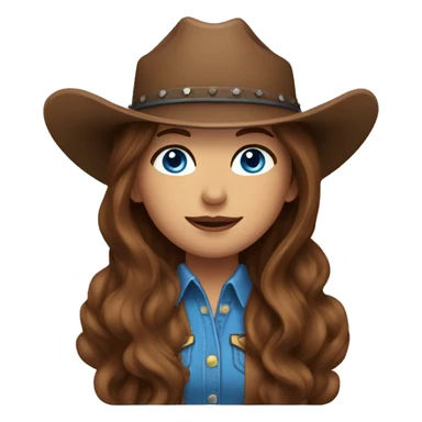 Cowgirl with long brown hair and blue eyes sticker