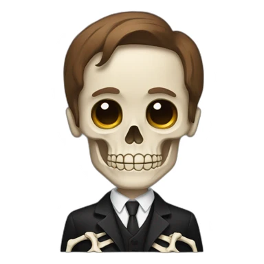Skeleton in a black suit with Brown hair sticker