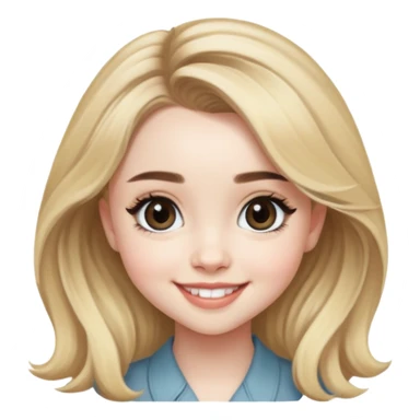 Sabrina Carpenter with blonde hair and big eyes, smiling sticker