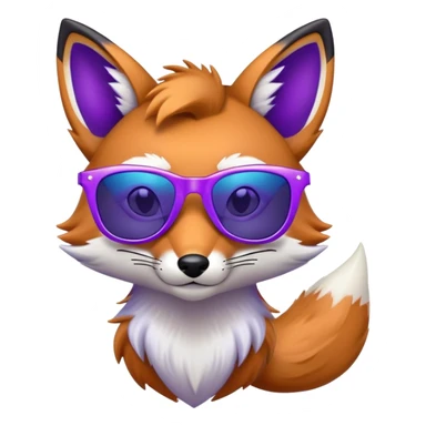 A cool fox with purple-blue fur, a glowing tail, a silver star on its forehead, and stylish sunglasses, looking confident sticker