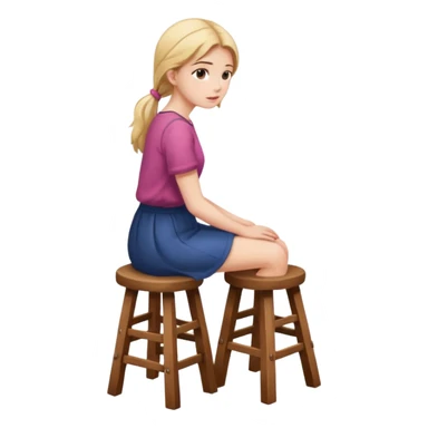 The girl is sitting on a stool facing full backwards. sticker