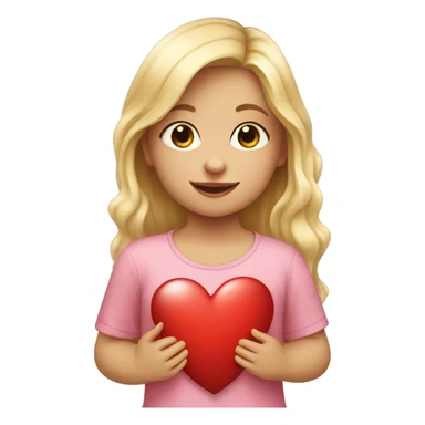 Blonde girl toddler holding a heart sticker