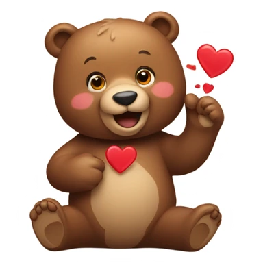 Bear throwing hearts sticker
