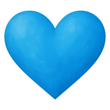 heart with a vivid sky blue color, digital illustration sticker