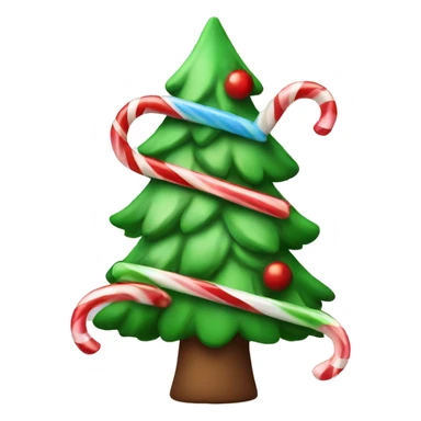 Christmas tree with candy cane sticker