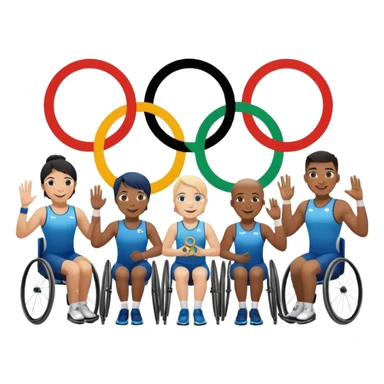 paralympic games avec des athletes disable avec les anneaux sticker