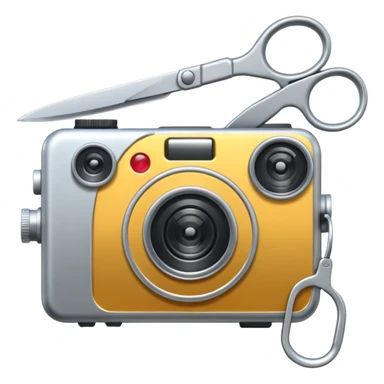 camera reel with scissors nearby sticker