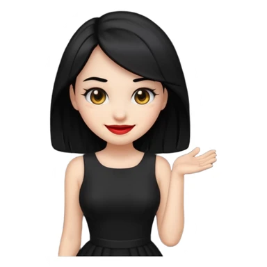 “Emoji girl, femme fatale, black hair. megan fox vibes black dress sticker