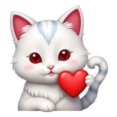 A cute cartoon cat holding a heart  sticker