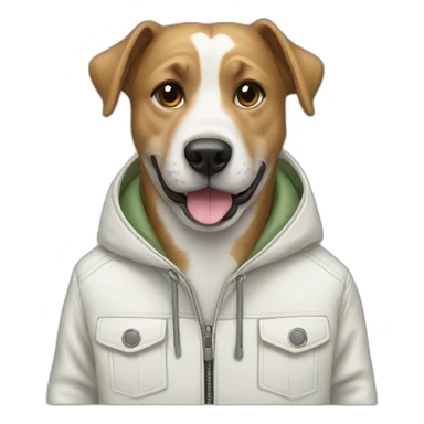 dog white a jacket in crocodile sticker