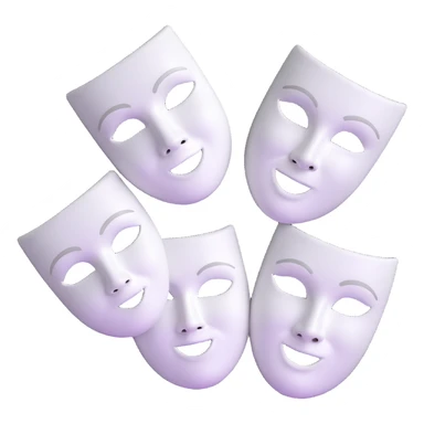 ancient Greek theater masks, classical comedy and tragedy faces, white dramatic theater masks sticker