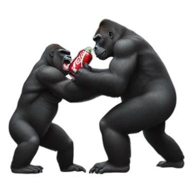 Gorilla fighting over coca cola sticker