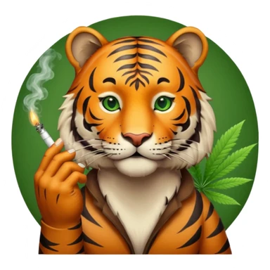 Tiger with weed in his hand and smoking weed  sticker