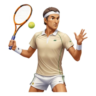 Cinematic Realistic portrait of Goran Ivanišević, depicted as an iconic tennis player in dynamic motion with detailed athletic gear and intense focus, illuminated by bold stadium lighting that accentuates his competitive spirit. sticker