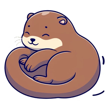 sleeping otter curled up sticker