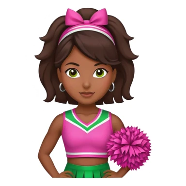 Hispanic woman cheerleader in pink and green  sticker