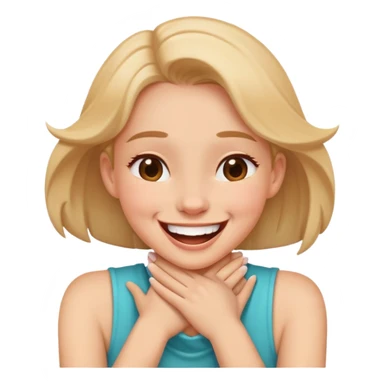 hands crossed around neck closing while laughing girl sticker