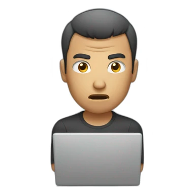 Man have short hair angry using laptop or pc sticker