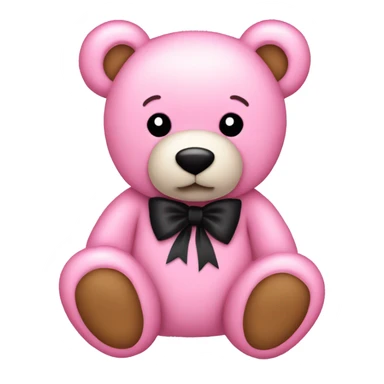 Pink teddy bear with a black bow sticker