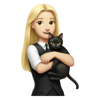blonde girl with big butt holding fat tuxedo cat sticker